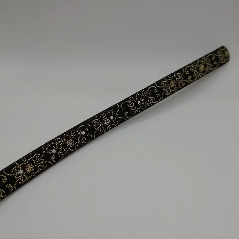 LOFT Belt Small Black Leather‎ Floral Cottagecore Coquette Boho Skinny Feminine